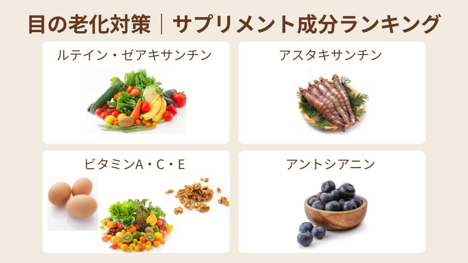 目の老化対策として注目されているサプリメントの成分ランキング