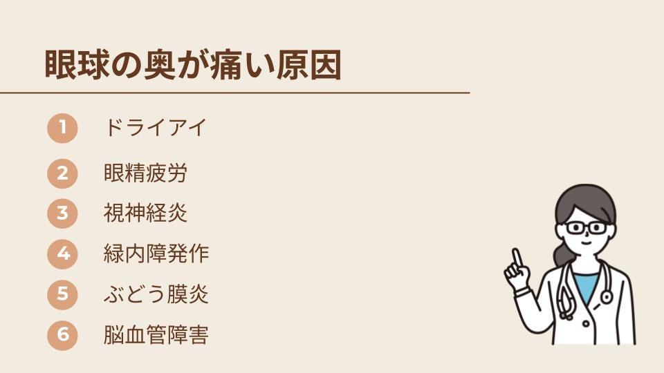 眼球の奥が痛い原因として考えられるもの