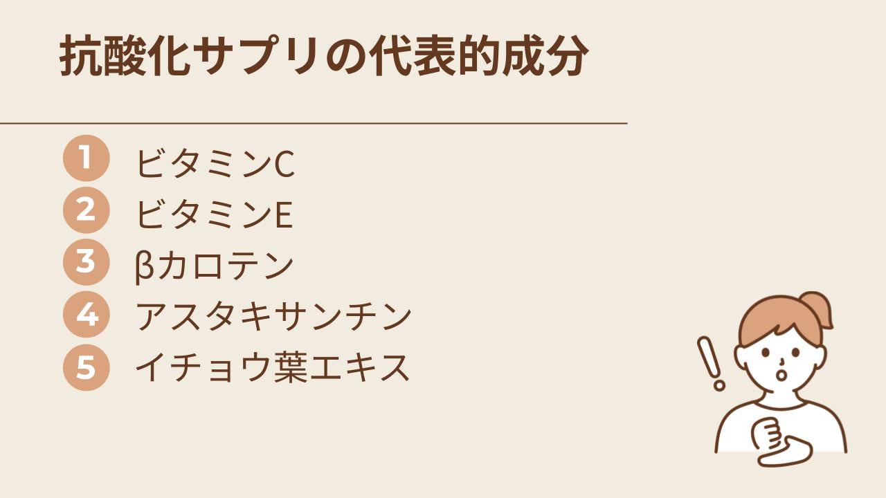 抗酸化サプリには主に以下5つの成分が含まれている