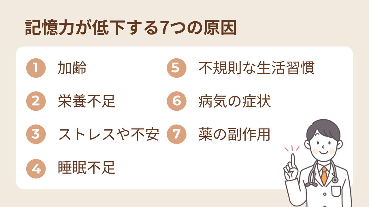 記憶力の低下には様々な要因