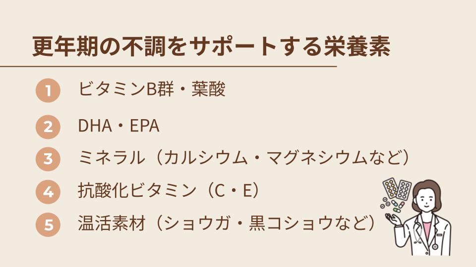 更年期のサポート栄養素