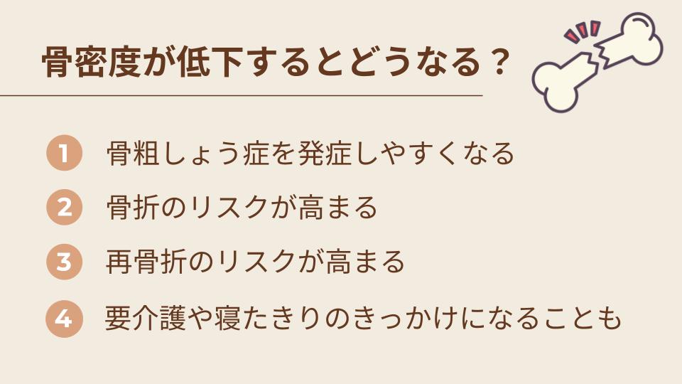 骨密度が低下するとどうなる？