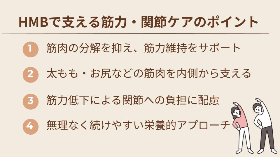 HMBと高齢者の筋力・関節との関係