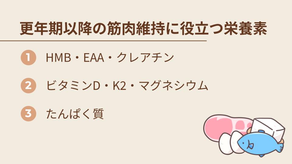 更年期以降の筋肉維持に役立つ栄養素