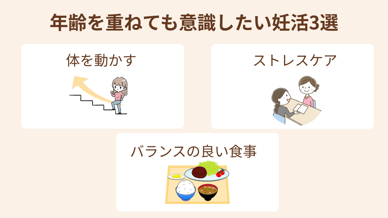 体を動かす、バランスのよい食事、ストレスケア