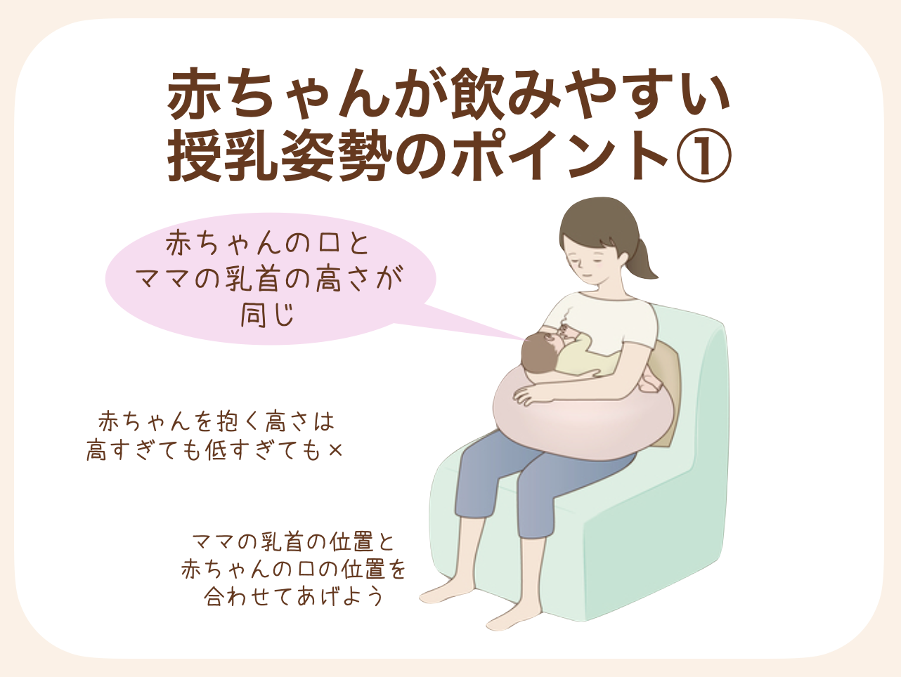 赤ちゃんの口とママの乳首の高さが同じ