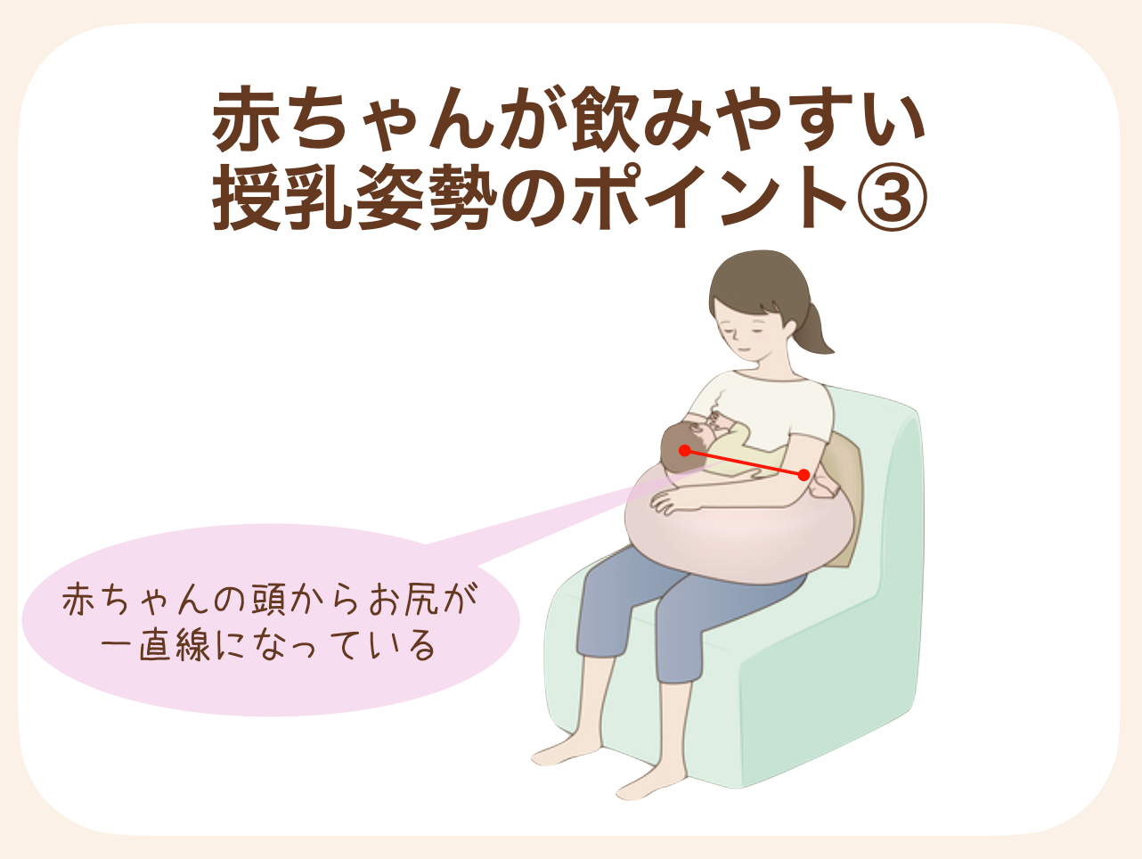 赤ちゃんの頭からお尻が一直線になっている