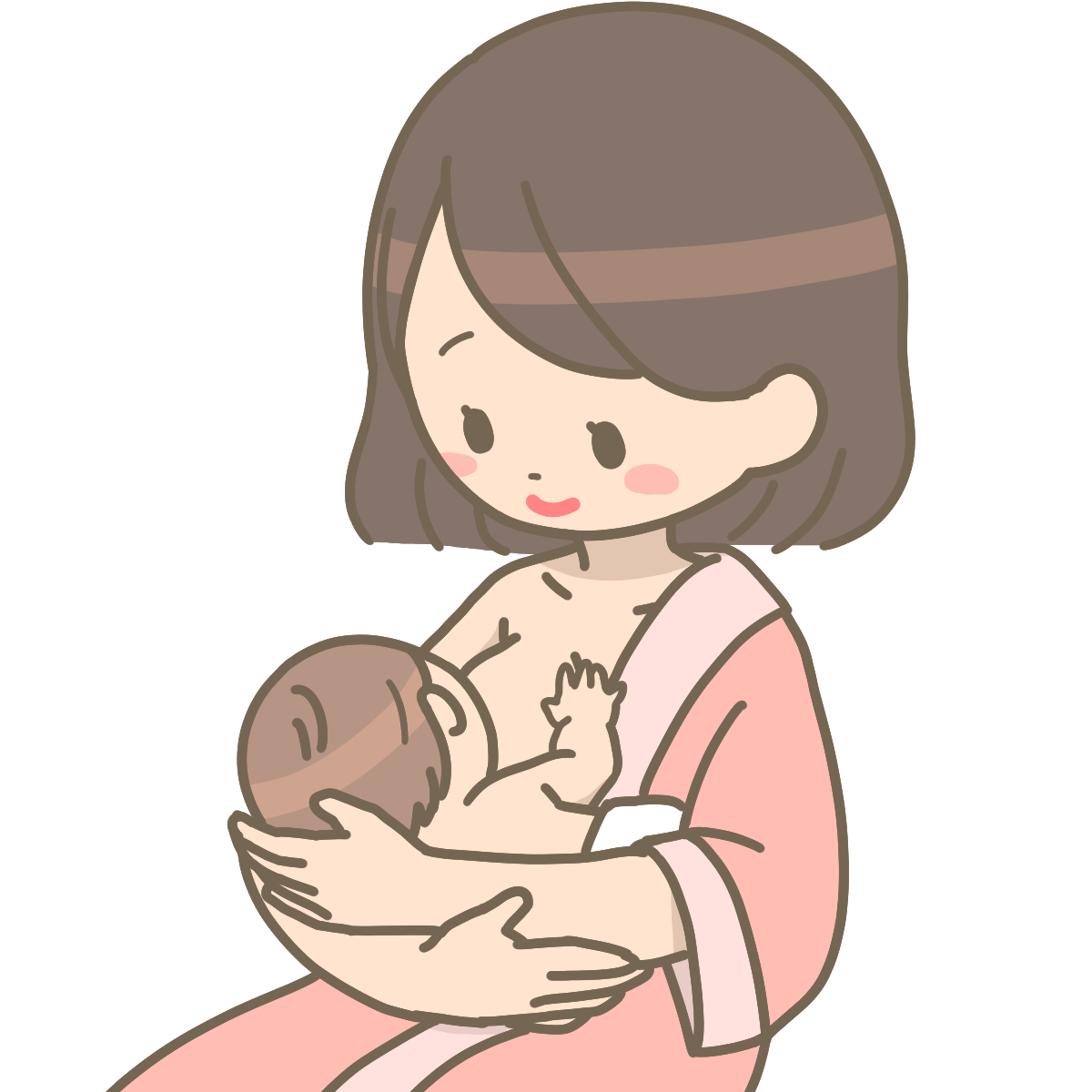 横抱きは一般的な授乳スタイルで、飲ませるおっぱいの方に赤ちゃんの頭がくる抱き方です。