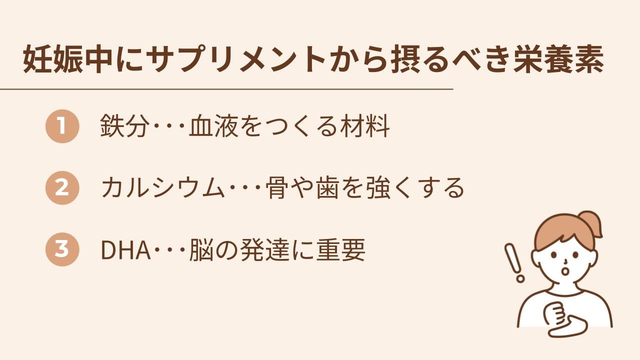 妊娠中にサプリメントから摂るべき栄養は鉄分、カルシウム、DHA