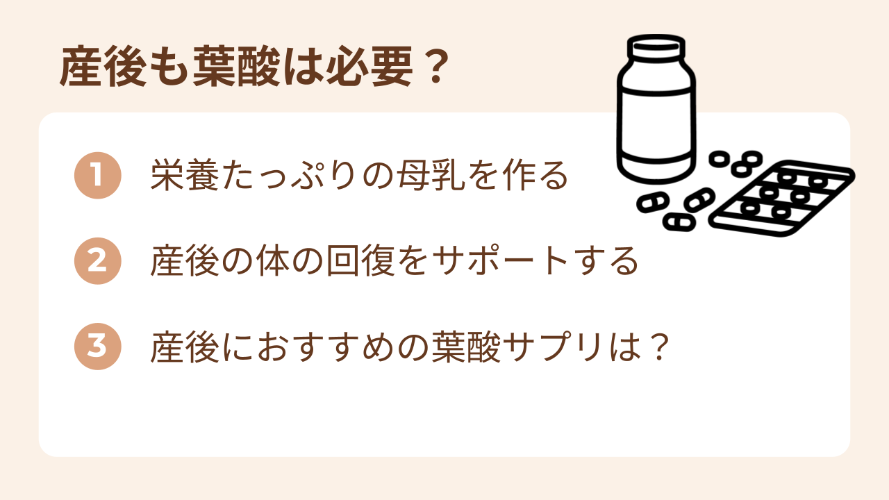 母乳のためにも、体の回復のためにも葉酸サプリは必要！
