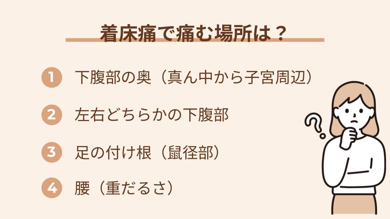 着床期に感じるといわれる痛みは、人によって部位も表現もさまざまです。生理前の違和感と似ていることも多く、判断しづらいと感じる方もいます。