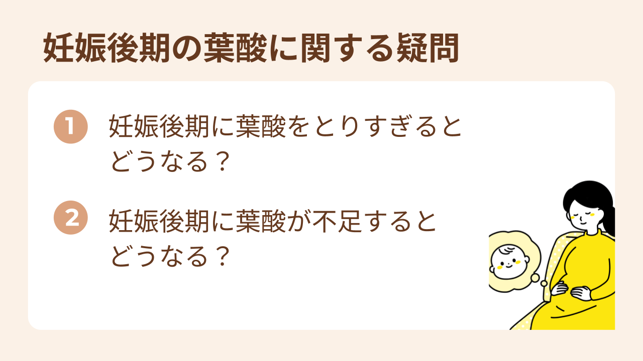 妊娠後期に葉酸を摂りすぎる、また不足するとどうなるの？