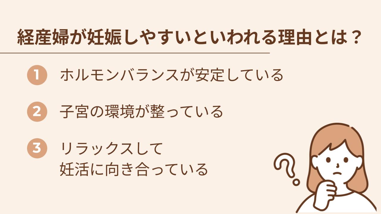 ホルモンバランスや子宮の環境が整っている、リラックスして妊活しているため