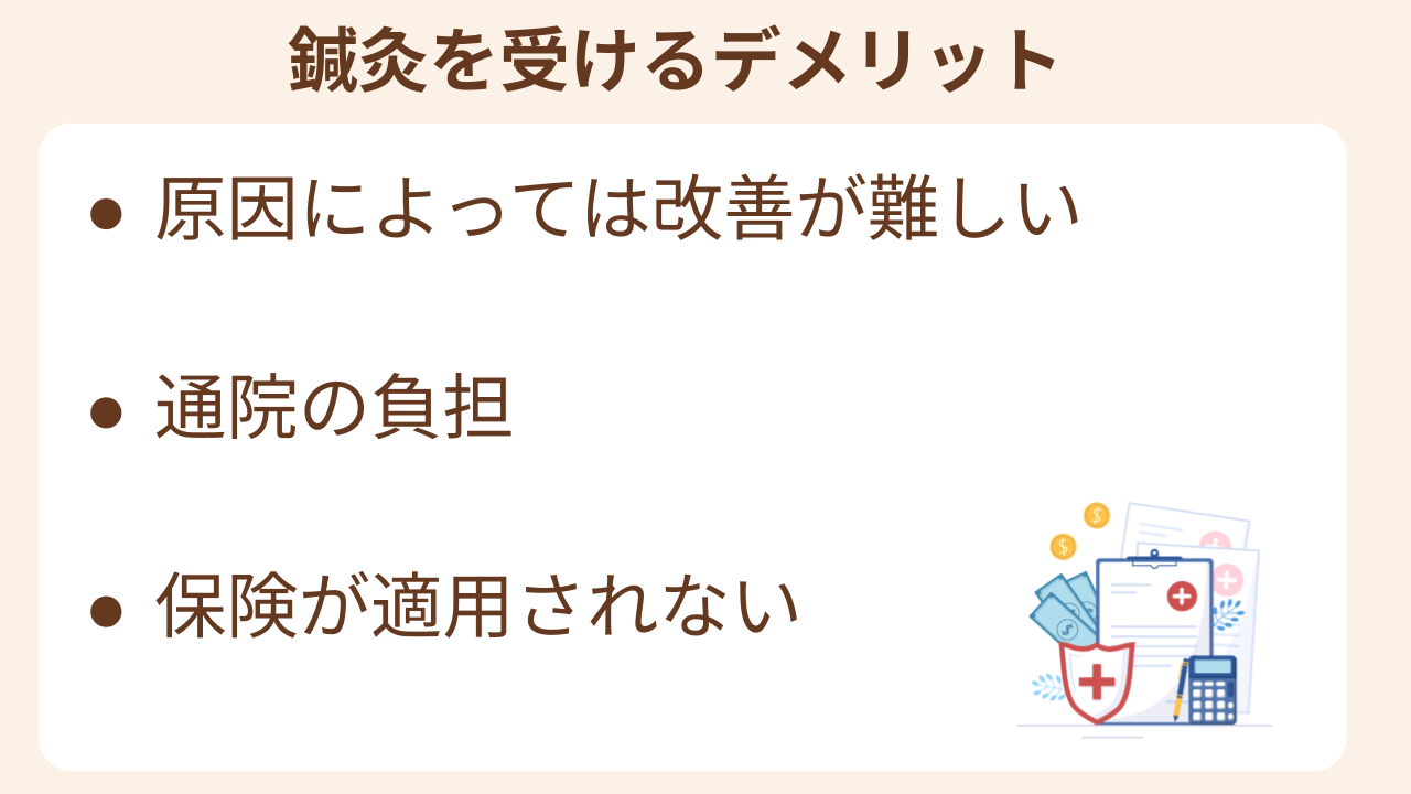 原因によっては改善が難しい、通院負担、保険が適用されない