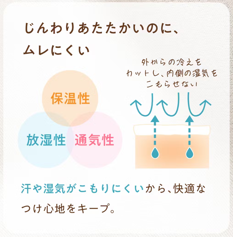 シルク素材の腹巻は、じんわりあたたかいのにムレにくい