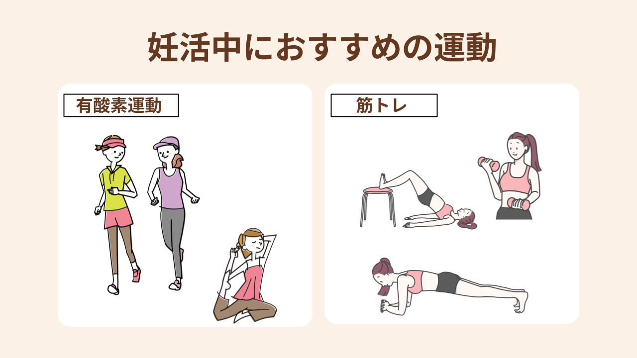 妊活中は有酸素運動や筋トレを適度に行いましょう