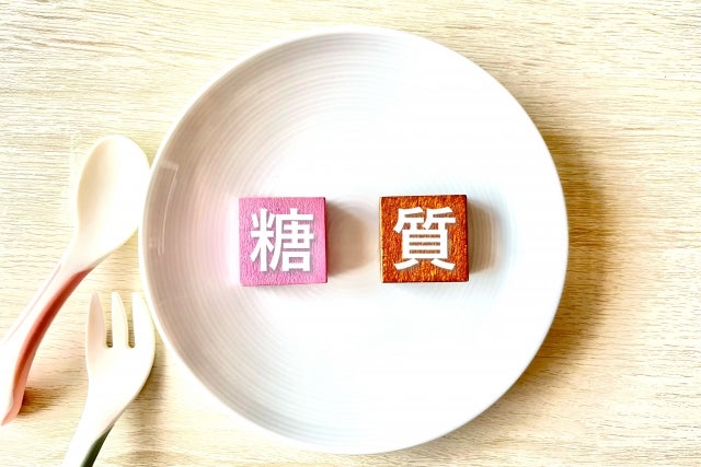 平皿の上のブロック「糖」と「質」