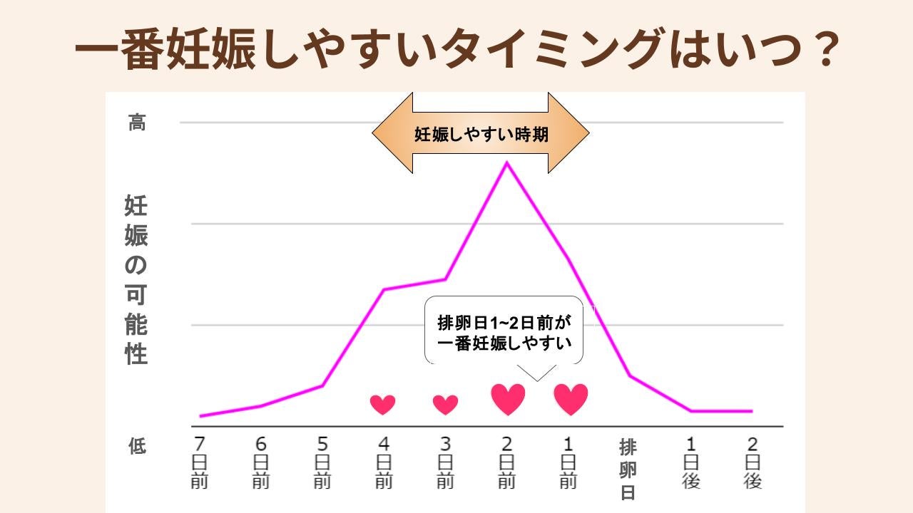 一番妊娠しやすいタイミングは排卵日当日ではなく、排卵日の1～2日前と考えられている