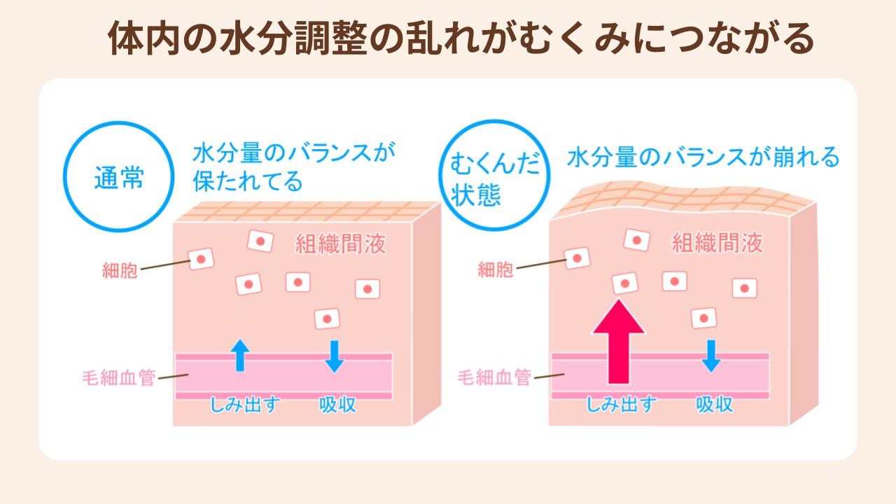 出産を機にホルモンバランスが変化することで体内の水分調整が乱れる
