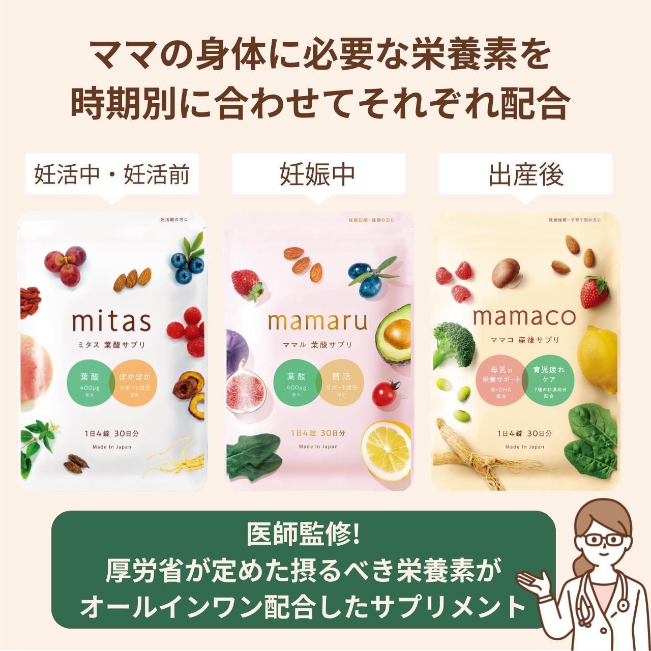 mitas series(ミタスシリーズ)は、医師監修のもと厚労省が定めた摂るべき栄養素がオールインワン配合したサプリメントです。