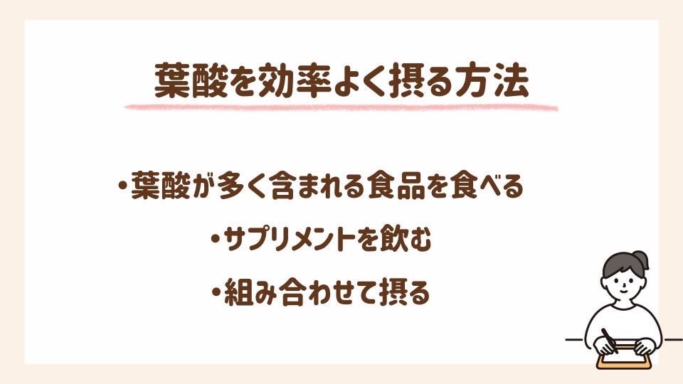 葉酸を効率よく摂る方法を紹介します