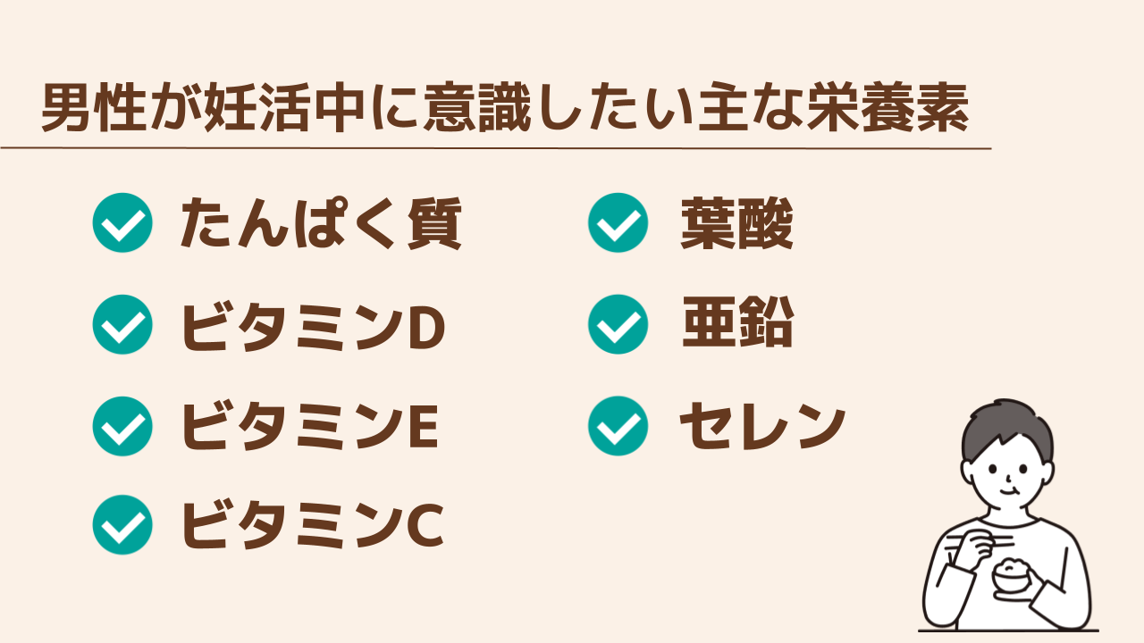 妊活男性が意識したい主な栄養素